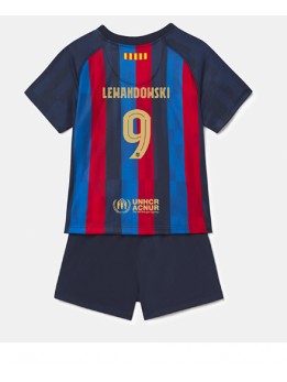 Barcelona Robert Lewandowski #9 Heimtrikotsatz für Kinder 2022-23 Kurzarm (+ Kurze Hosen)